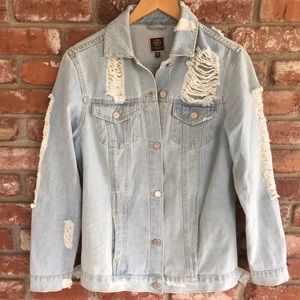 Distressed denim jacket